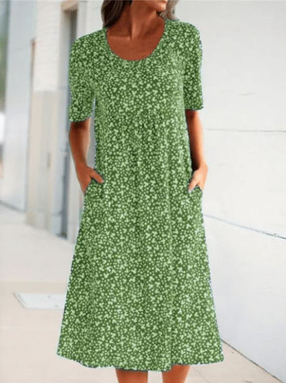 Robe florale à col rond