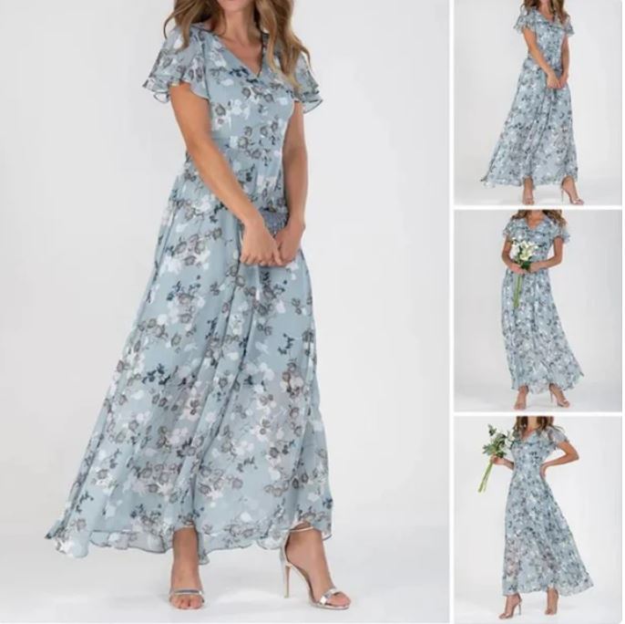Robe manches courtes à imprimé floral