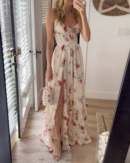 Elodie - Robe midi à fleurs et dentelle
