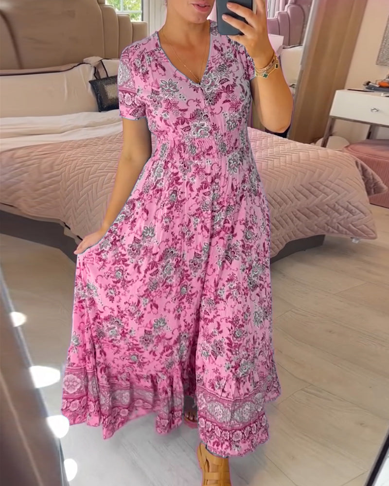 Robe à imprimé floral et encolure en V
