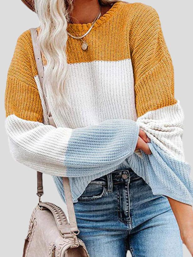 Pull en tricot colorblock douillet pour superposition décontractée