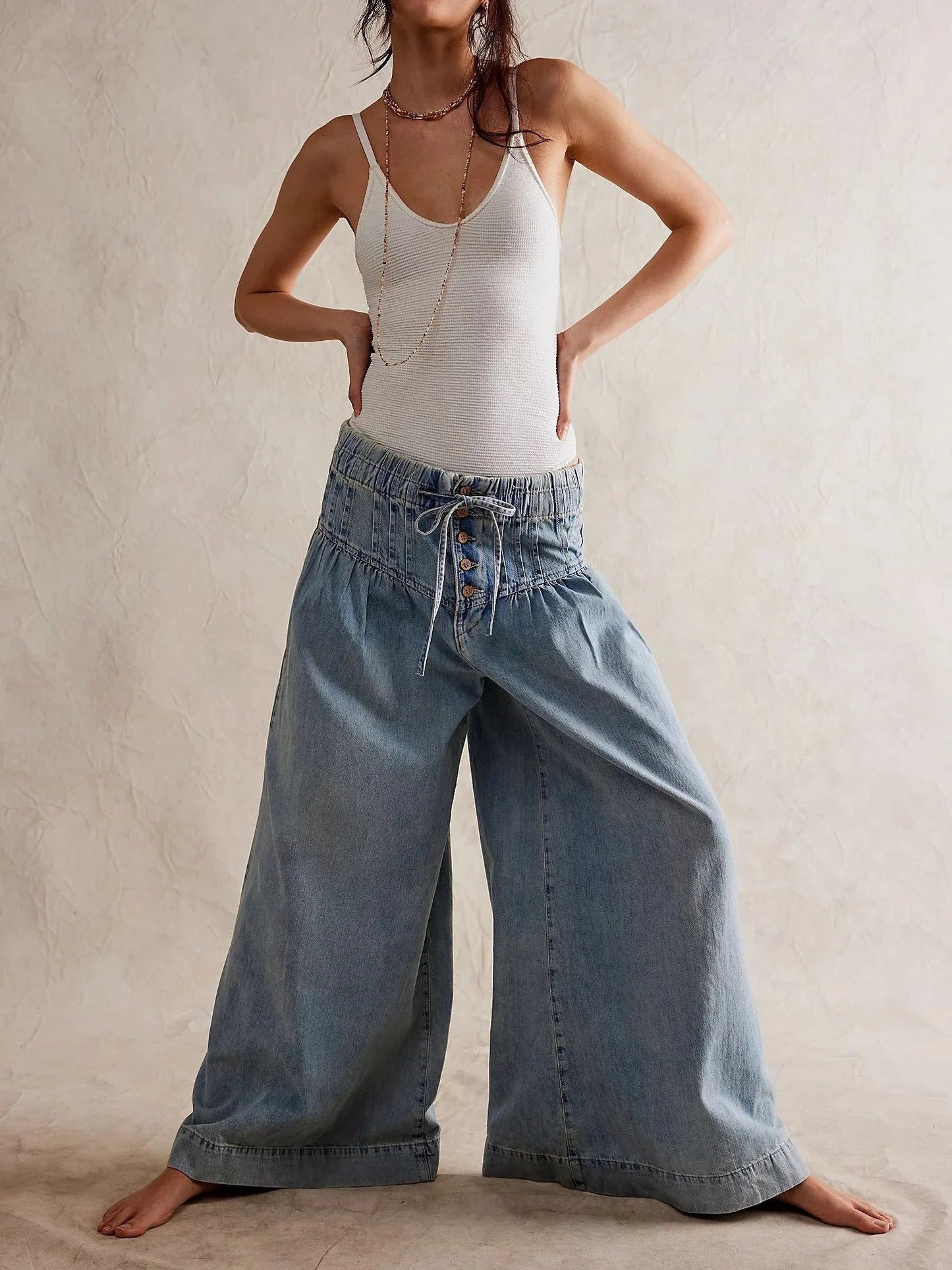 Jeans décontractés à jambe large et coupe ample