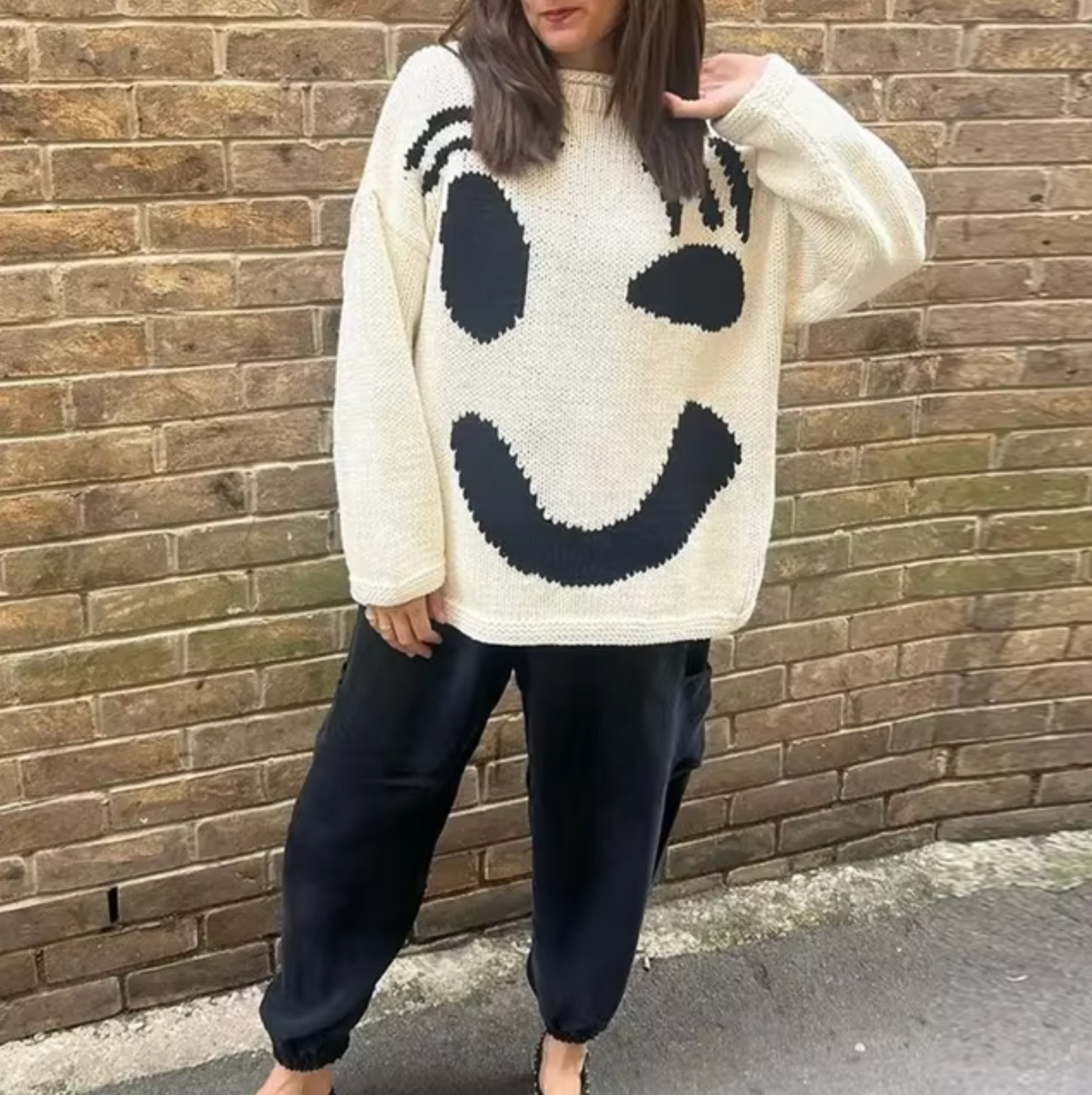 Pull en tricot de coton surdimensionné et confortable