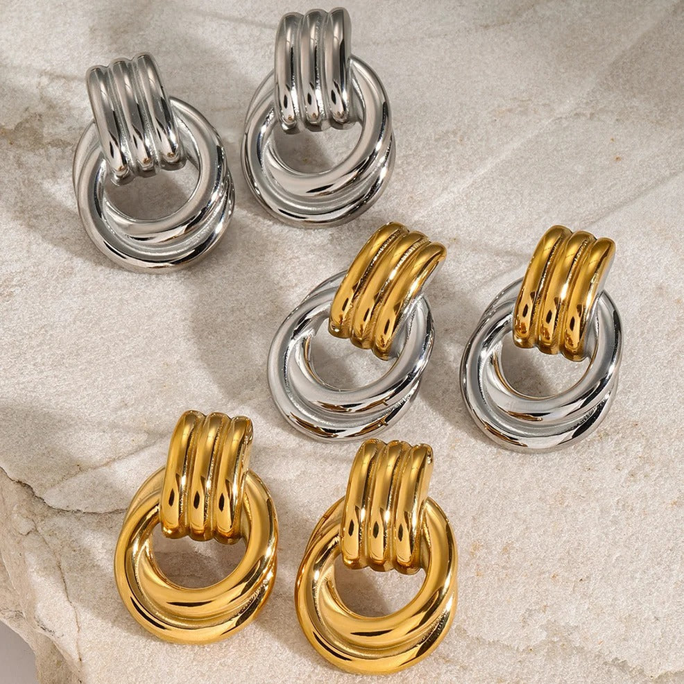 Élodie Lavin® | Boucles d’oreilles anneaux entrelacés en métal poli