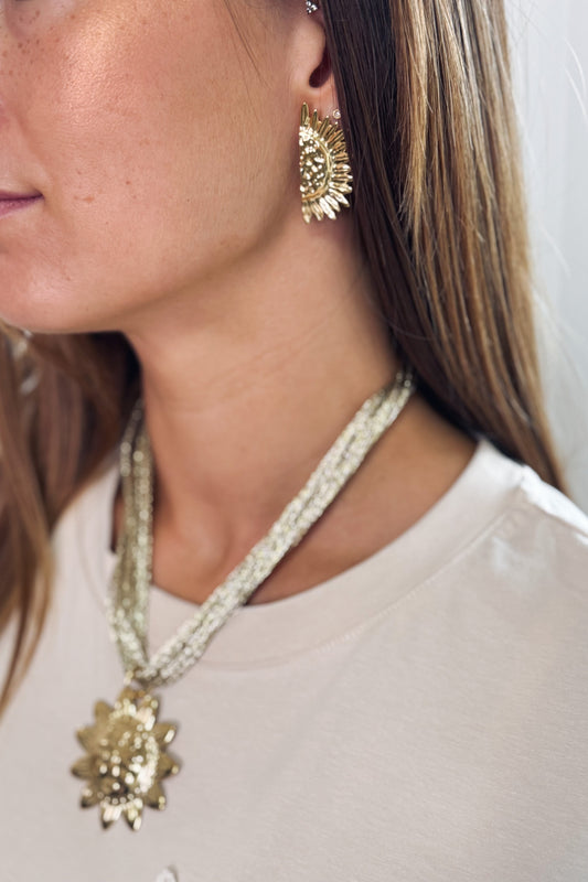 Boucles d'oreille tournesol doré