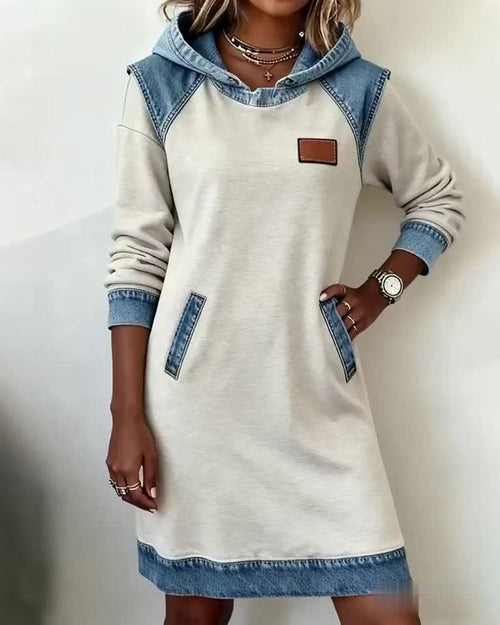 Lunariae™ - Robe casual à capuche style contrasté