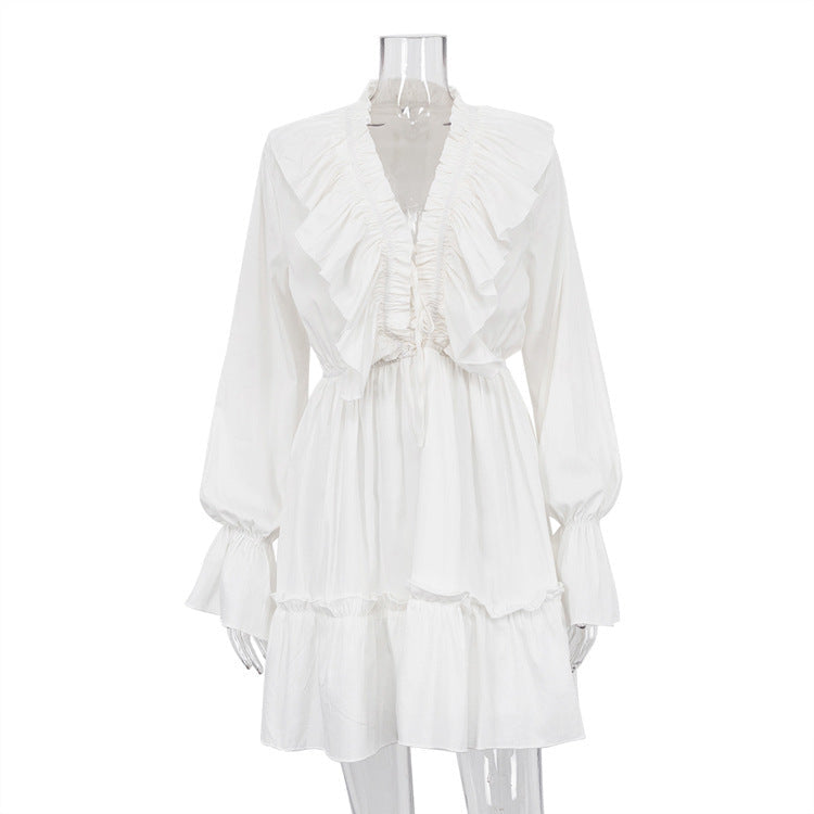 Robe Plissée Luxe à Col V