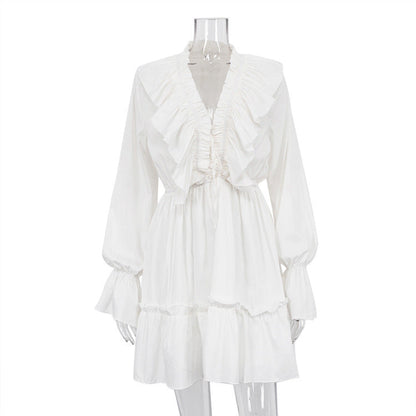 Robe Plissée Luxe à Col V