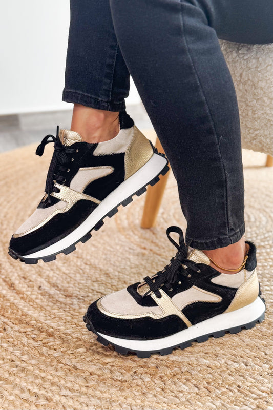 Basket Livia Noir/Doré/Beige