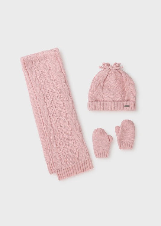 Ensemble bonnet - écharpe - moufles bébé Evelina