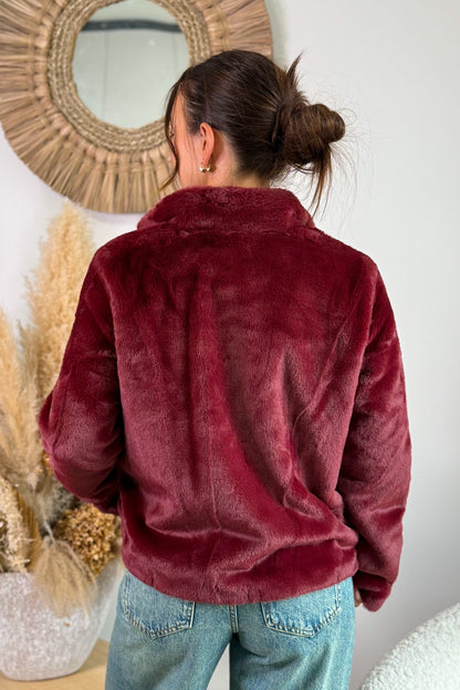 Veste Fausse Fourrure Vide Bordeaux Only