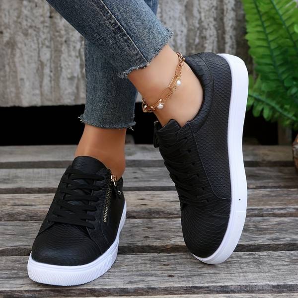 Baskets Élégantes En Cuir Crocodile Pour Femmes