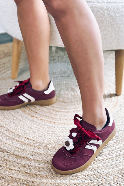 Baskets Addix Bordeaux Lacet Fleur