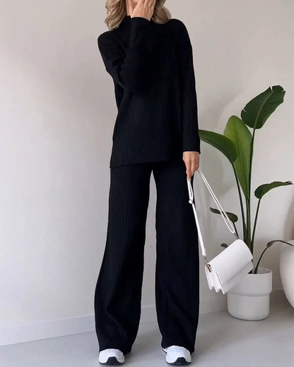 Ensemble chic deux pièces avec fente latérale élégante pour un look décontracté
