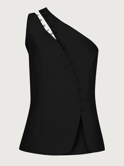 Chic top à une épaule avec détail de boutons