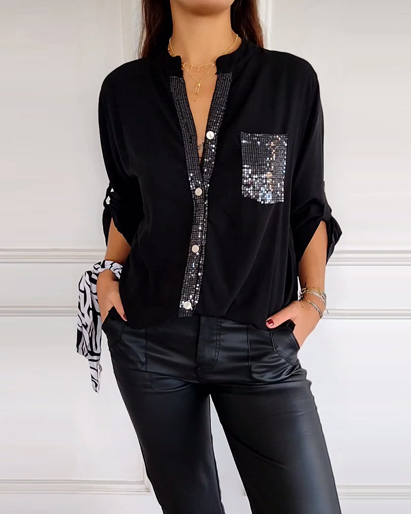 Chemise Décontracté En Paillettes