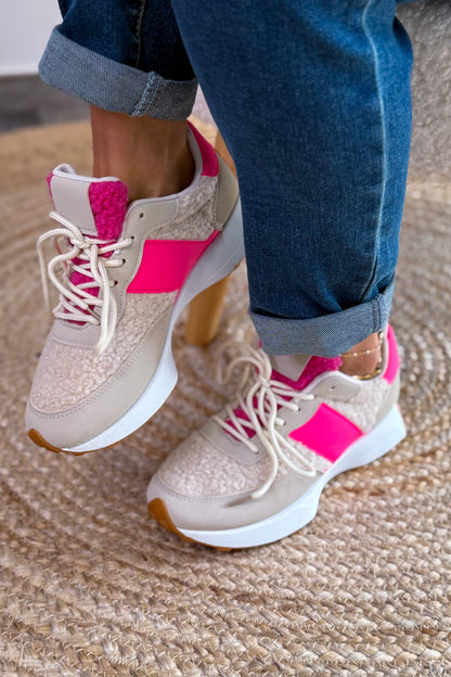 Basket Sylviana Beige/Rose Fluo