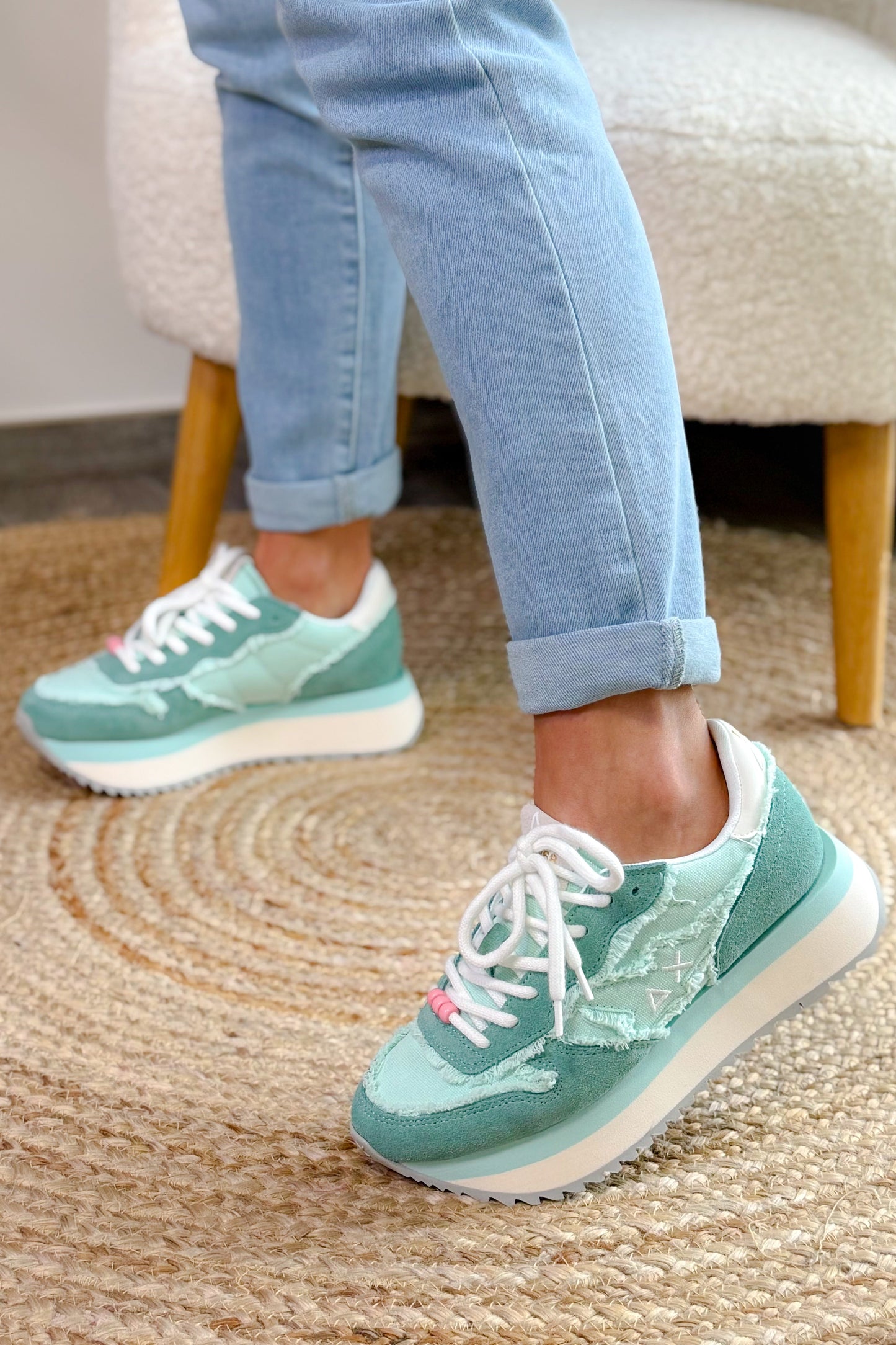 Basket Sun 68 Compensées Turquoise