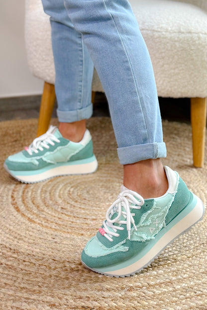 Basket Sun 68 Compensées Turquoise