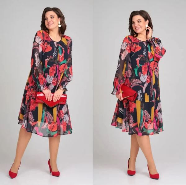 Naira – Robe Florale en Chiffon et Coton