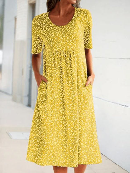 Robe florale à col rond
