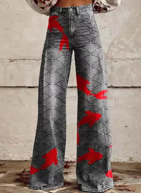 Pantalon large avec imprimé coloré