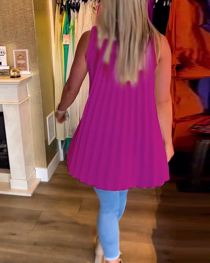 Tahliana™ - Top Sans Manches avec Volants Subtils et Revers Élégants