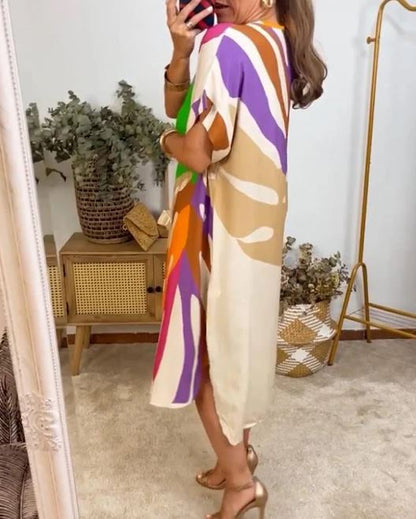 Robe décontractée à imprimé feuilles colorées