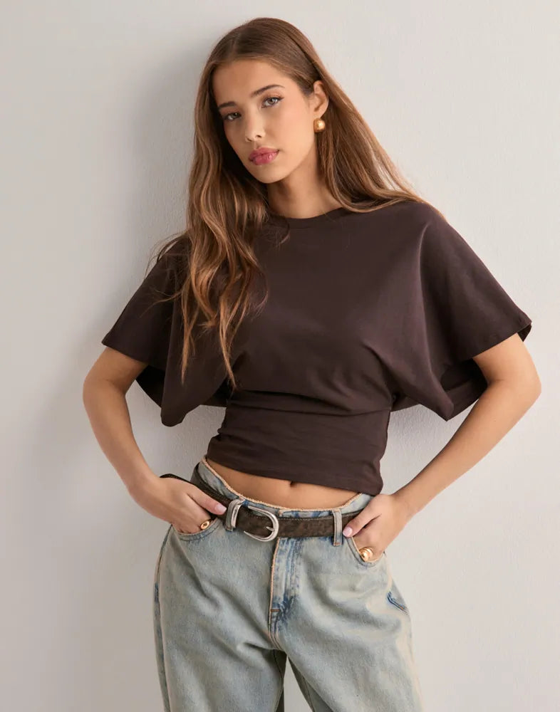 T-shirt ample en coton à manches larges détendues