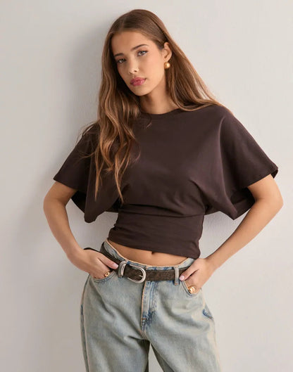 T-shirt ample en coton à manches larges détendues