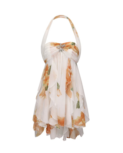 Robe à col licou fleurie