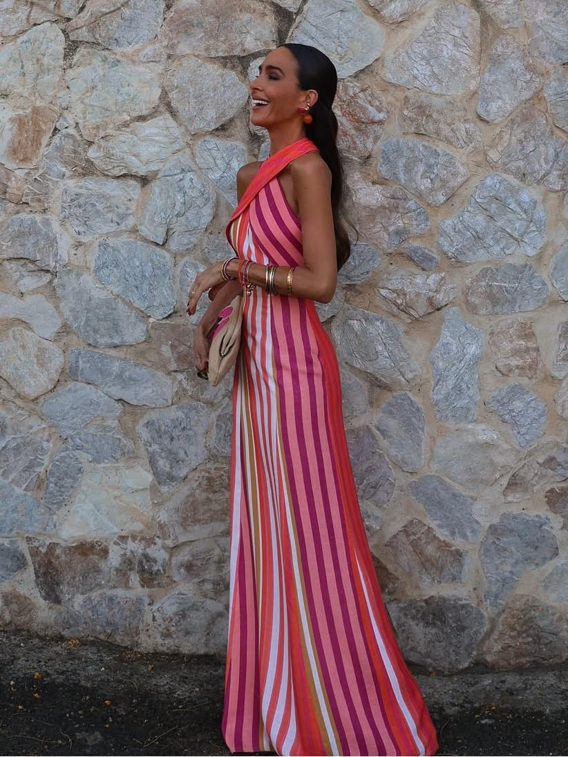 Robe d'été à col croisé et rayures Sunset