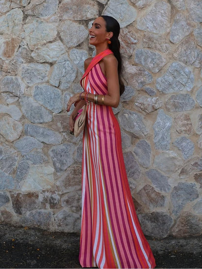 Robe d'été à col croisé et rayures Sunset