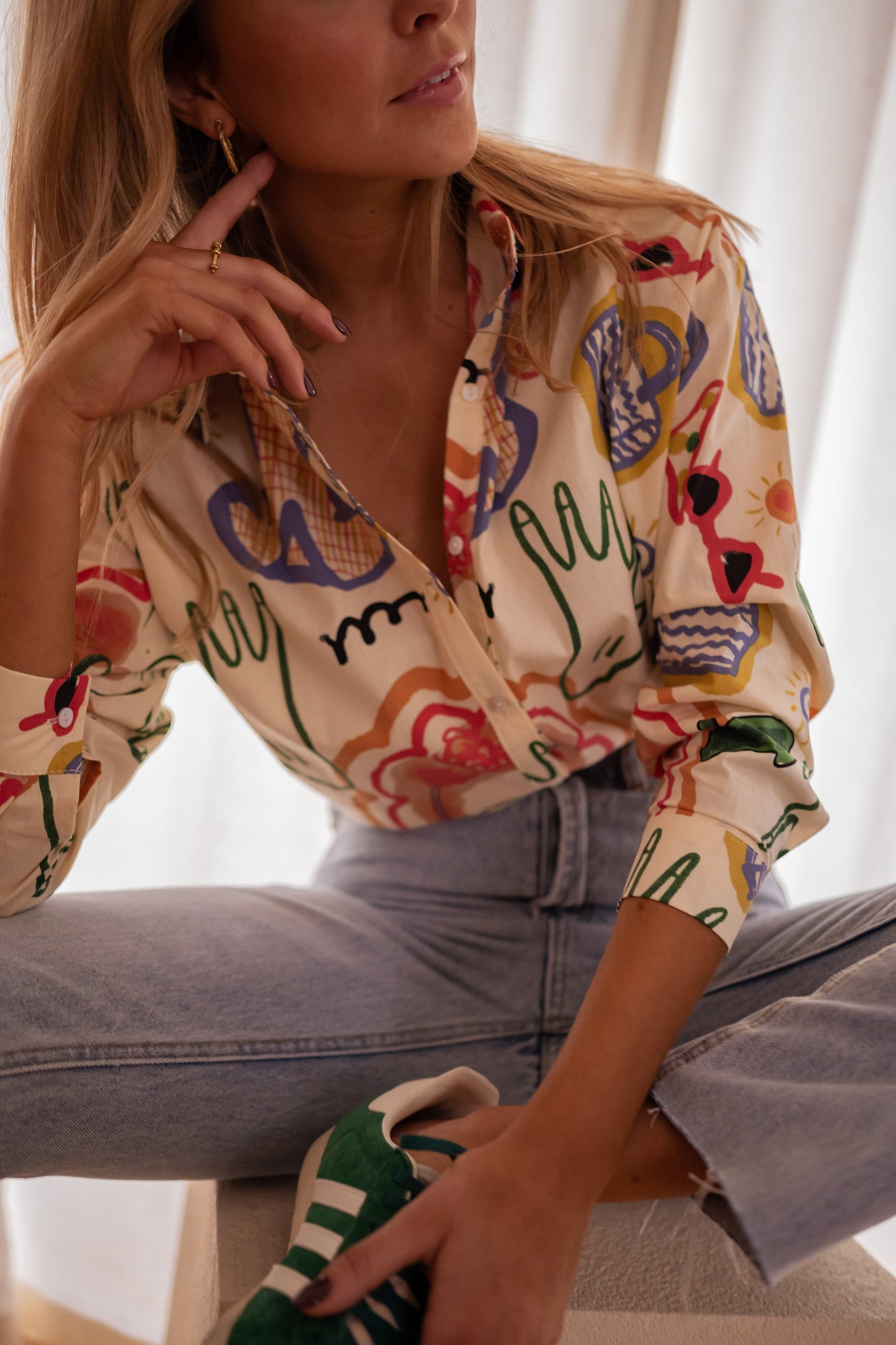 Blouse Chemise Légère à Motifs
