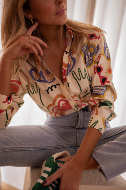 Blouse Chemise Légère à Motifs