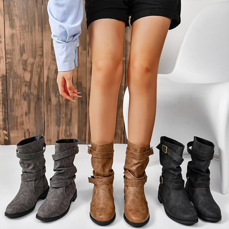 Bottes chevilles en cuir chic avec détail boucle