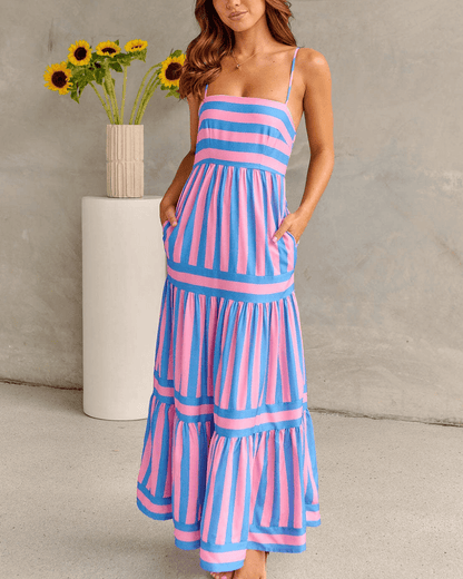 Robe midi décontractée à rayures