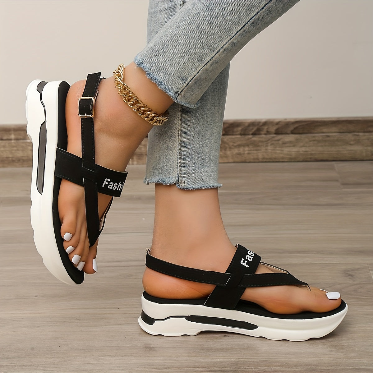 Sandales Plates Femme Confortables À Brides Cuir