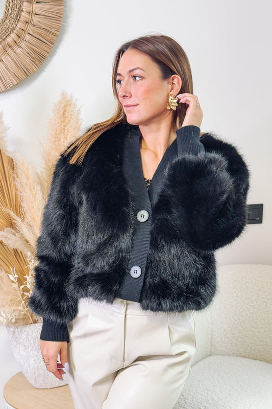 Gilet Fausse Fourrure Simone Noir