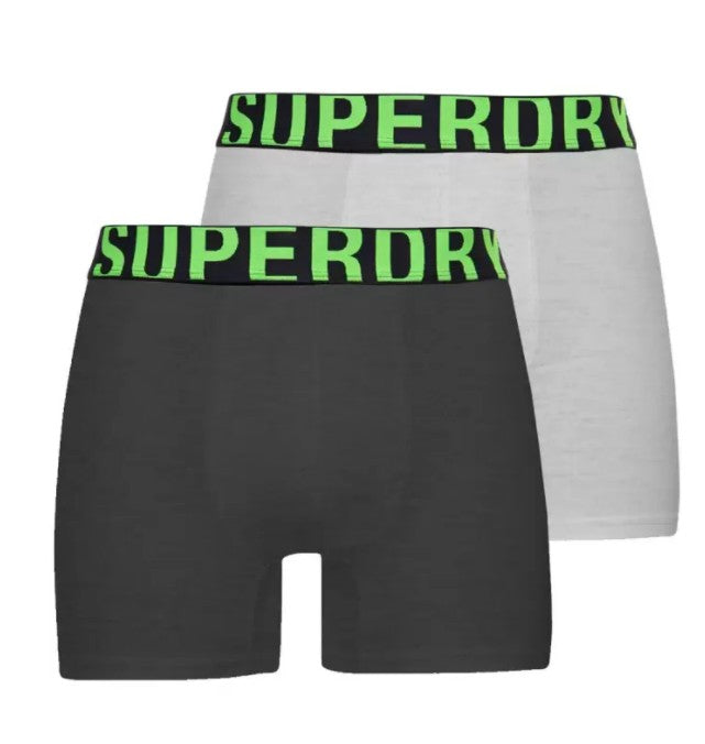 Pack 2 boxers SUPERDRY gris et blanc