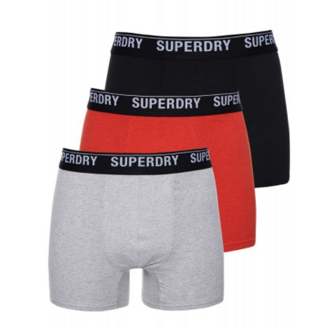 Pack 3 boxers SUPERDRY noir-orange-gris
