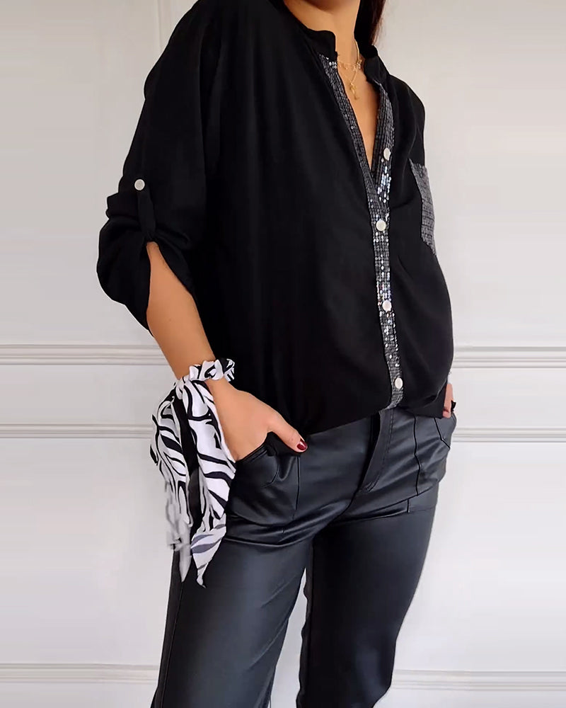 Chemise Décontracté En Paillettes