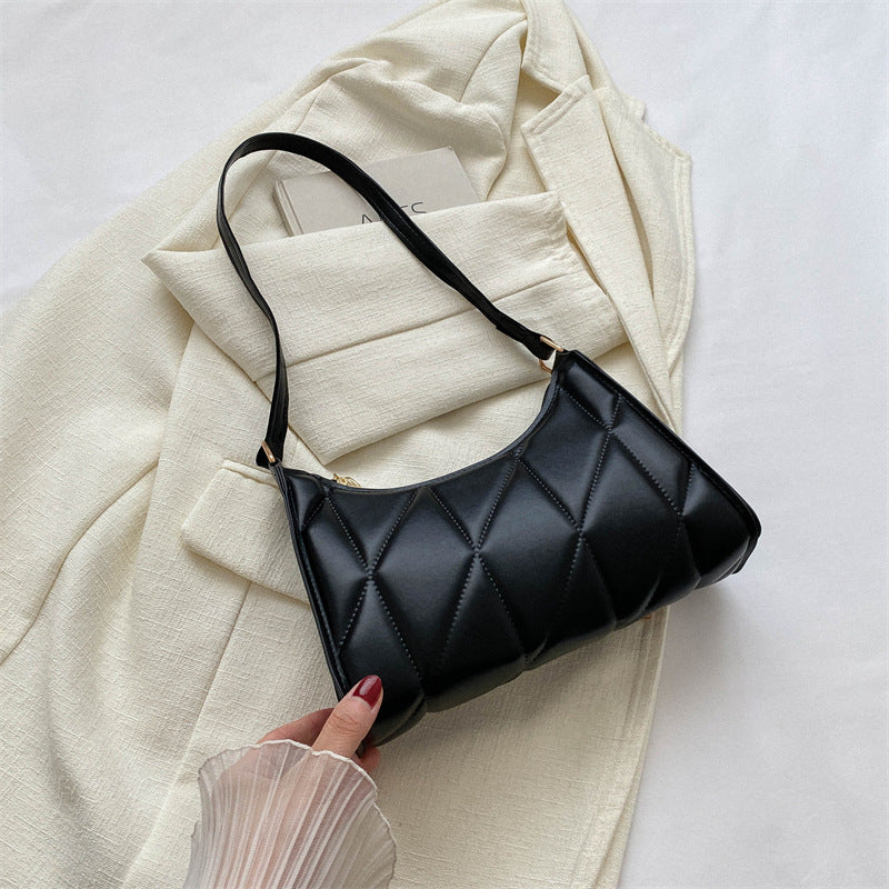 Sac baguette en cuir matelassé