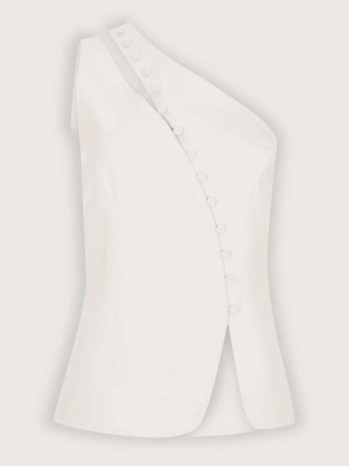 Chic top à une épaule avec détail de boutons
