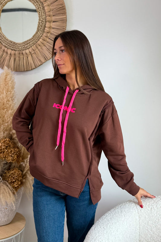 Sweat " Iconic" A Capuche Choco