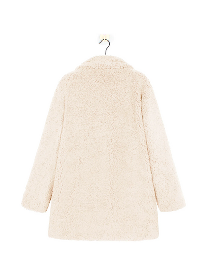 Manteau Court en Peluche Teddy Douillet avec Col Revers