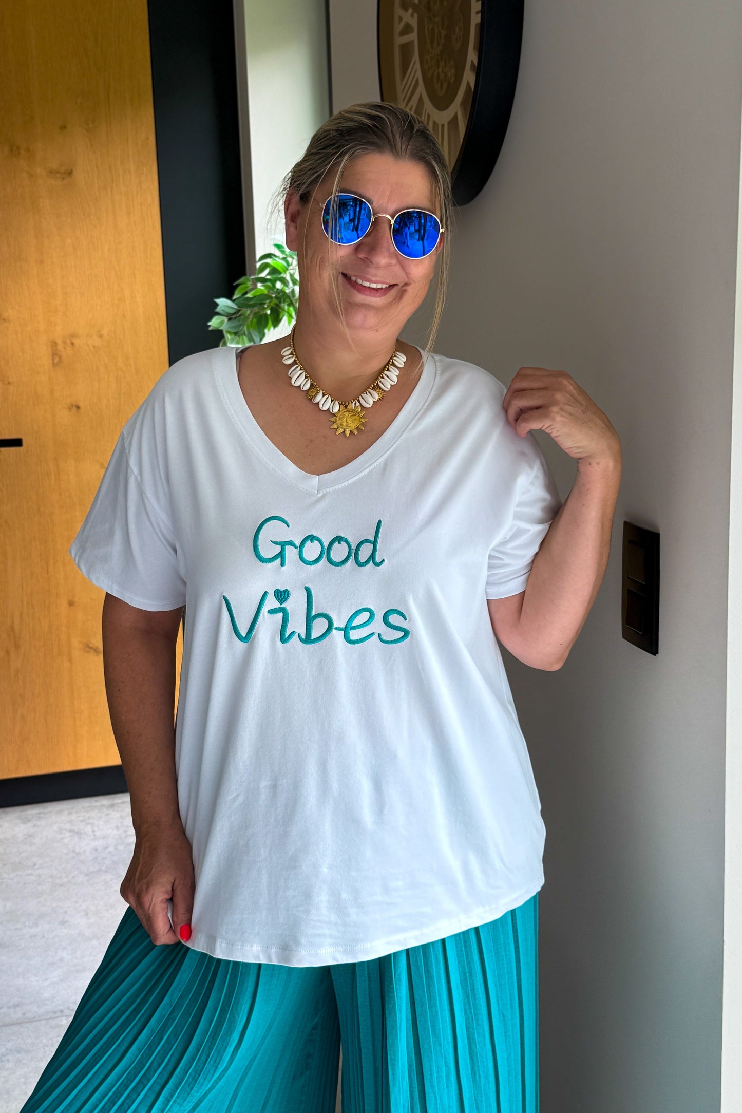 T-Shirt " Good Vibes" Bleu Canard GT (42/48)