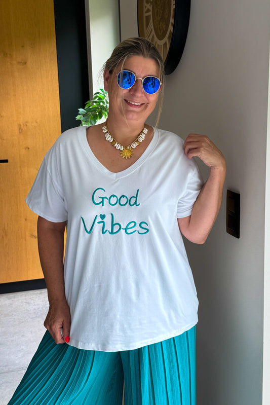 T-Shirt " Good Vibes" Bleu Canard GT (42/48)