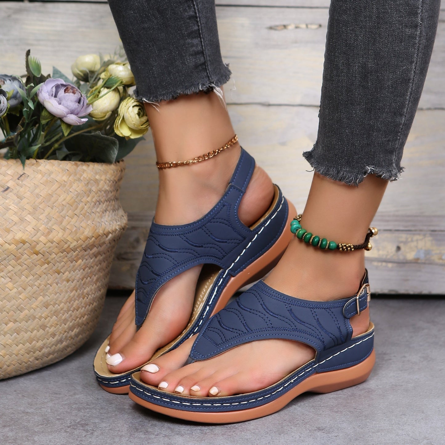 Sandales Plates Femme Confortables À Bout Ouvert
