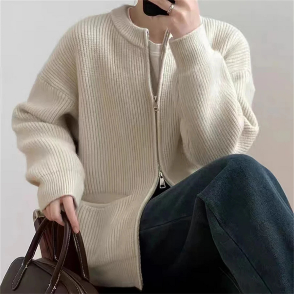 Cardigan élégant zippé pour femmes grande taille confortable